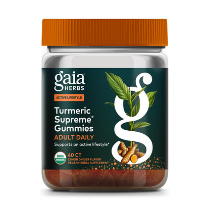 Gaia Herbs Turmeric Supreme Daily Gummies – Joint Support, Organic, 40 Gummies