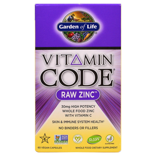 Garden of Life Vitamin Code Raw Zinc, 60 Veggie Caps | Immune Support