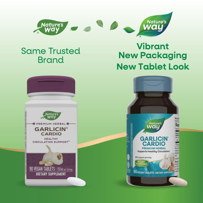 Nature’s Way Garlicin Cardio – Premium Herbal, Supports Healthy Circulation (350 mg) 90 Tablets