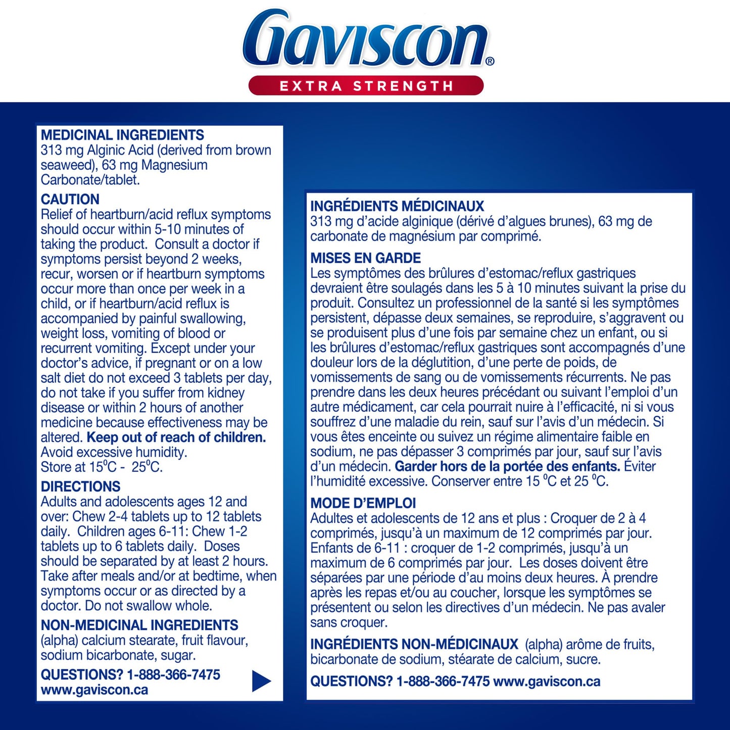 Gaviscon Extra Strength Fruit Antacid Tablets – 60 Count | Fast Heartburn Relief