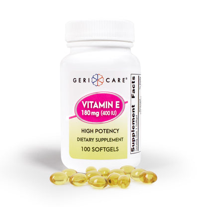 GeriCare High-Potency Vitamin E Capsules – 3 Potencies (100/400/1000 IU) | 100 Count | For Women & Men