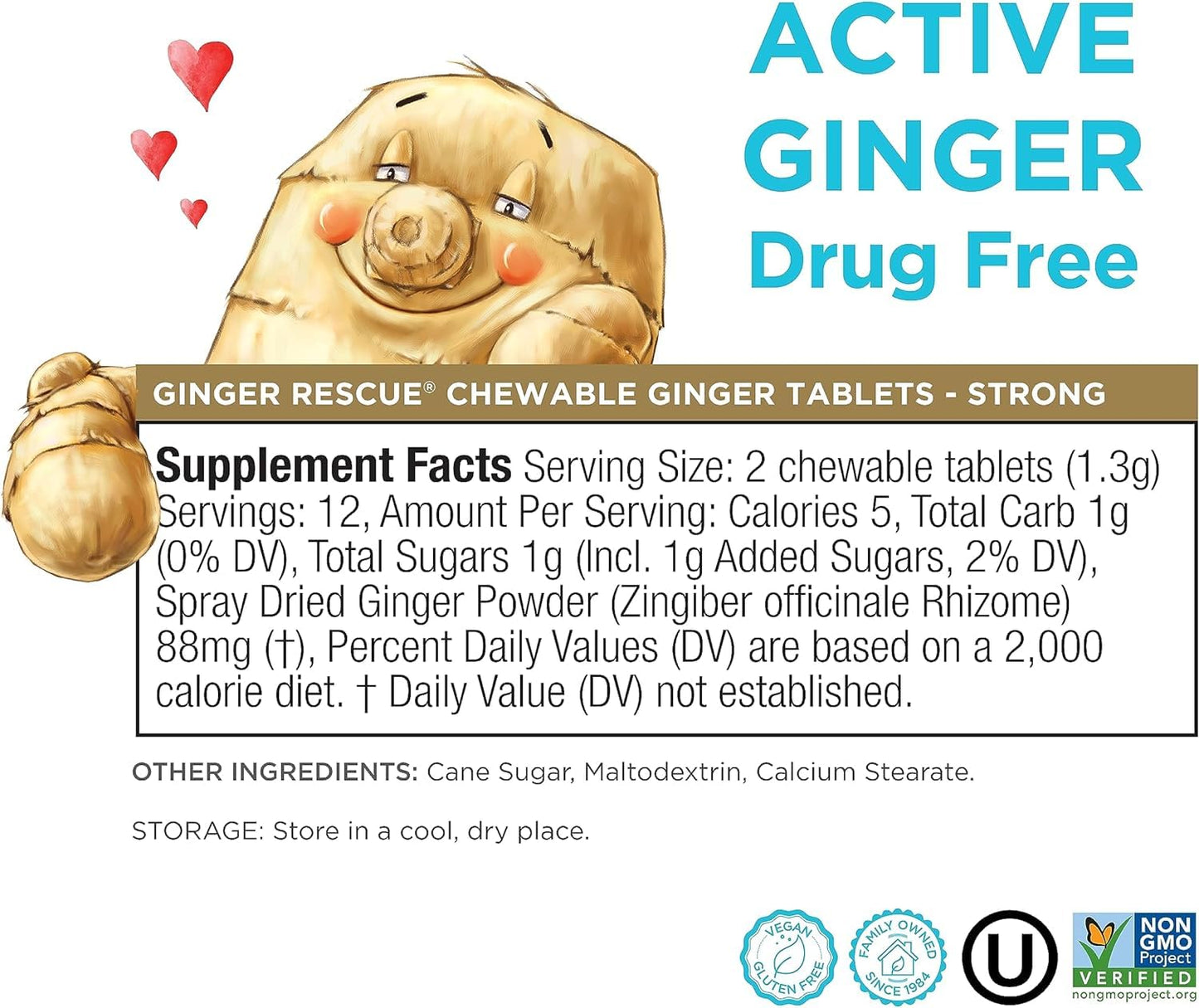 Ginger Rescue Chewable Tablets – The Ginger People | Drug Free Digestive Health, Strong Ginger Flavor, 24 Tablets