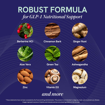 GLP-1 Support for Women | Nutritional Support with Probiotics, Berberine, Cinnamon & More | GLP 1 Supplement for Healthy GLP1 Activity, Digestive Health & Metabolic Balance | Non-GMO | 60 Ct.