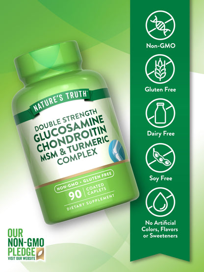 Nature's Truth Glucosamine Chondroitin MSM Complex - 90 Caplets | Gluten Free & Non-GMO