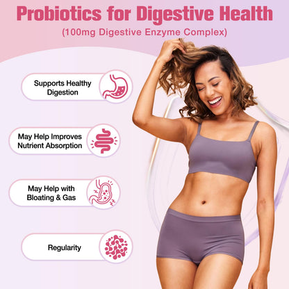 Probiotics for Women | 100B CFU with Prebiotics, Digestive Enzymes, D-Mannose & Cranberry - 120 Capsules
