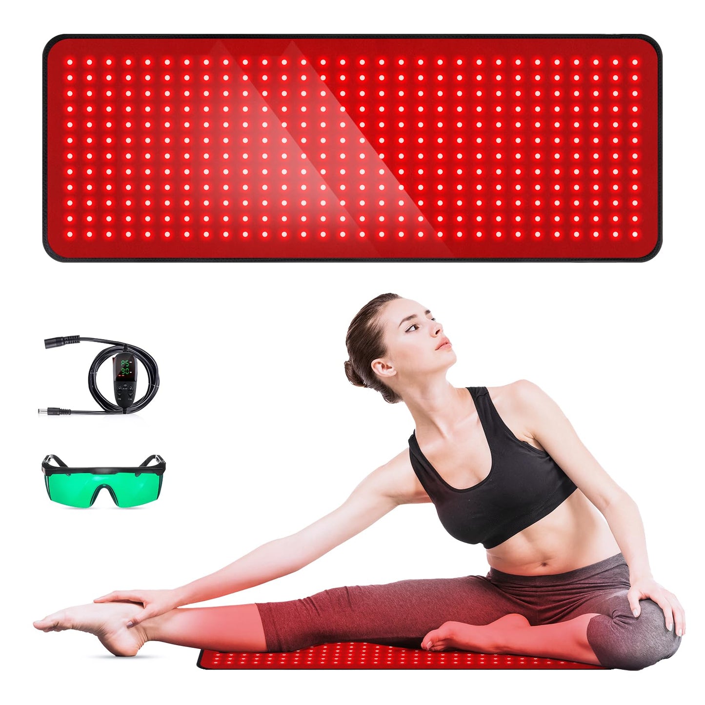 GMOWNW Red Light Therapy Pad — 31.5×11.8 in, 360 LEDs, 660nm & 850nm