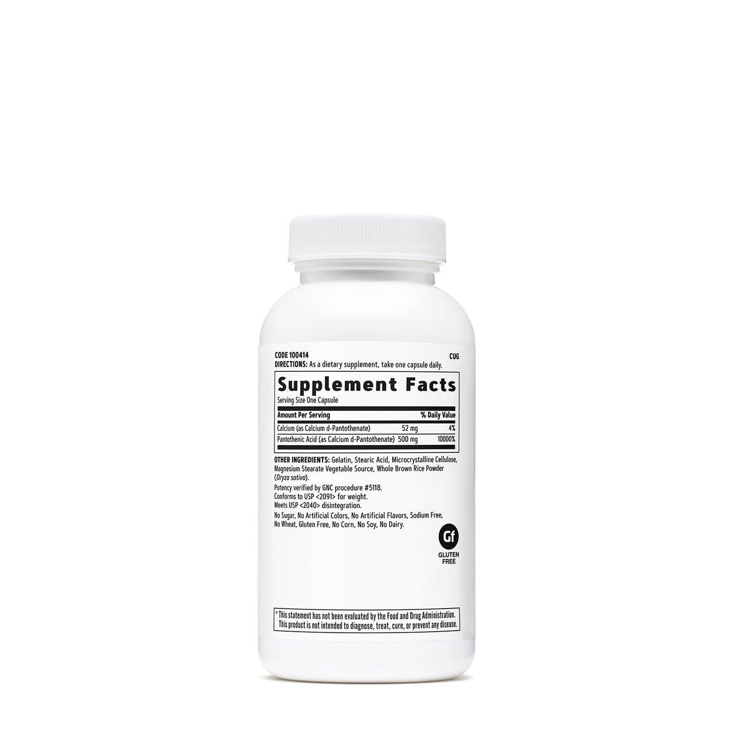 GNC Pantothenic Acid 500mg – 100 Capsules | Energy Metabolism Support