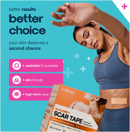 GoGleefy Silicone Scar Sheets Roll – Medical-Grade Scar Tape for Surgical Scars & C-Sections (1.6”x60”/120”)