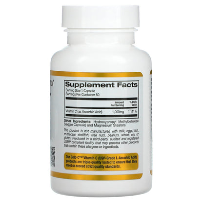 Gold C by California Gold Nutrition - USP Grade Vitamin C 1000 mg | 60 Veggie Capsules (3 Pack) - Immune Support, Vegetarian, Gluten Free