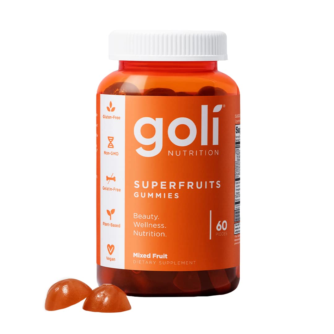 Goli SuperFruits Beauty Gummy Vitamin – 60 Count – Vegan, Plant-Based, Non-GMO, Gluten-Free & Gelatin-Free