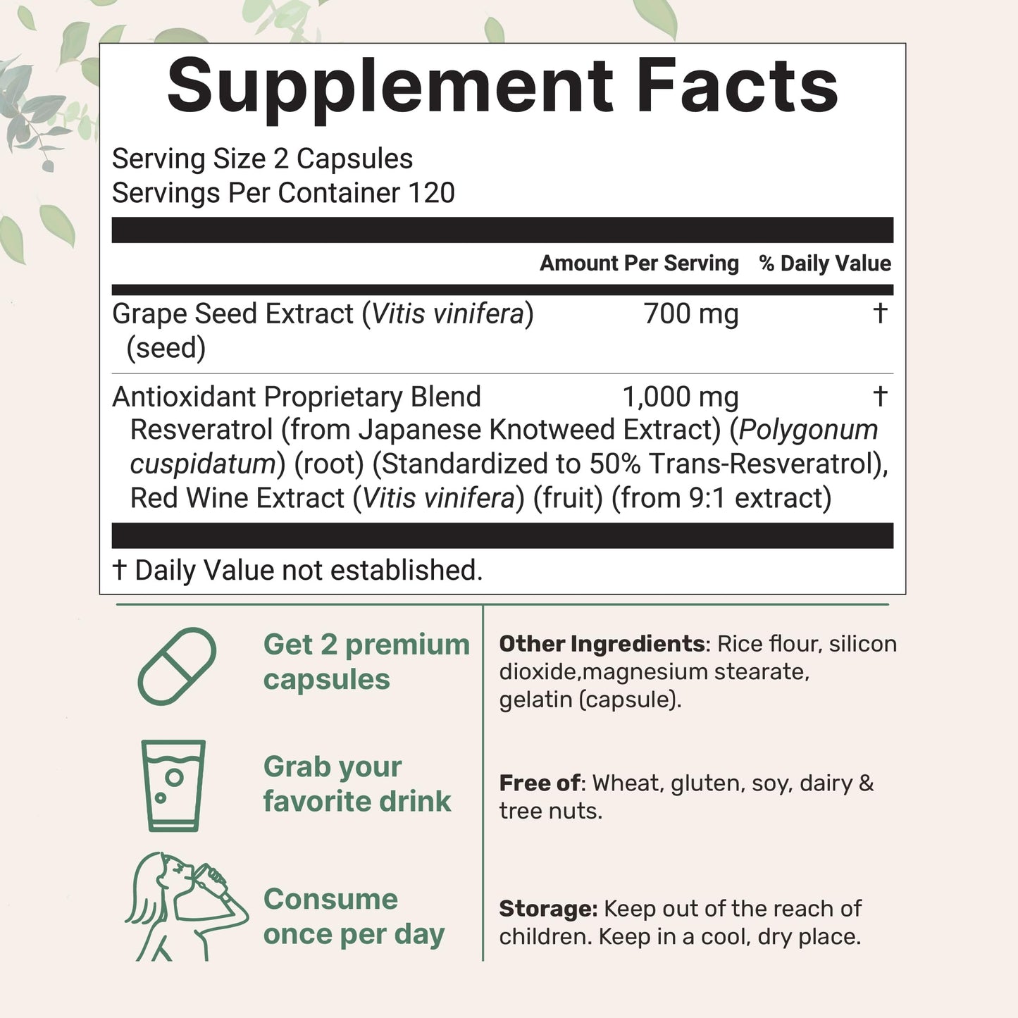 Micro Ingredients Grape Seed Extract, 240 Capsules | 3-in-1 Antioxidant Blend with Resveratrol & Red Wine Extracts | Non-GMO
