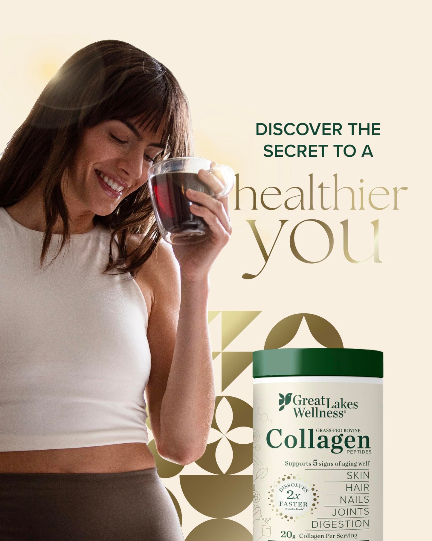 Great Lakes Wellness Collagen Peptides Powder – Skin, Hair, Nails, Joints & Digestion | 6 Sticks