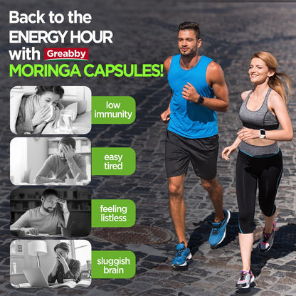 GREABBY Moringa Capsules with Turmeric & Boswellia – Immune, Joint & Digestive Health, 90 Small Vegan Capsules