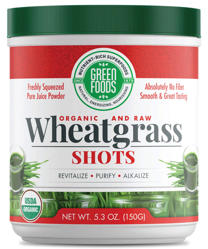 Green Foods Wheat Grass Shots 5.3 oz - Organic, Kosher, Vegan, Raw