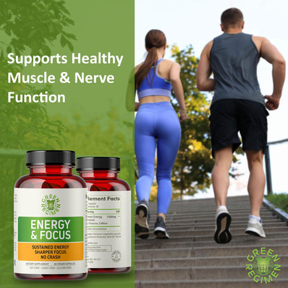 Green Regimen Energy & Focus Capsules - Natural Nootropic Supplement for Sustained Mental Clarity, Enhanced Concentration & Alertness - No Crash, Vegan, Non-GMO - 60 Caps