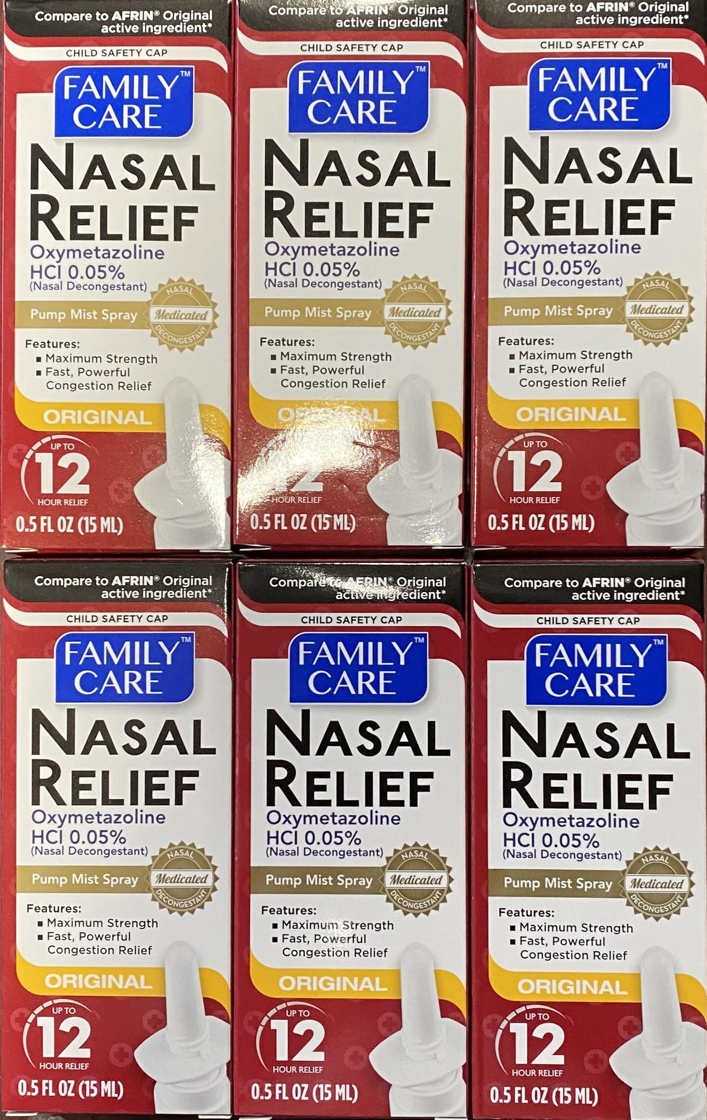 Greenbrier Assured Nasal Relief Spray – 12 Hour Pump Mist, 6 Pack (0.5 fl oz each)