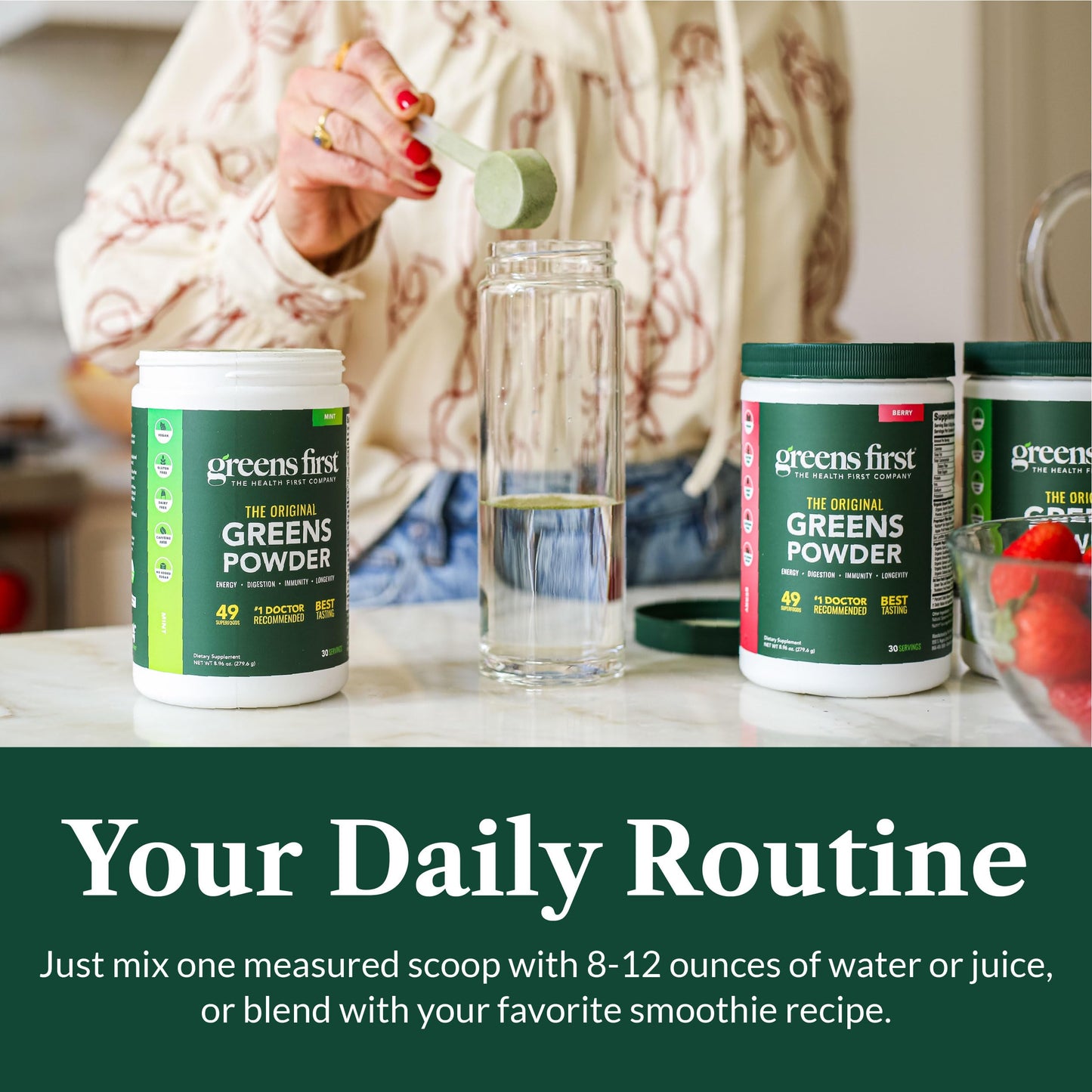 Greens First Original Greens Powder – 49 Superfoods, Peach Mango, 60 Servings