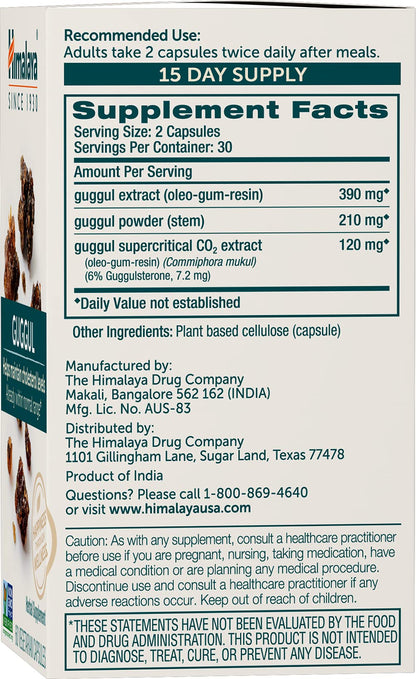 Himalaya Guggul - Liver Support & Cholesterol Health (Vegan, Non-GMO, Gluten Free) - 720 mg, 60 Capsules