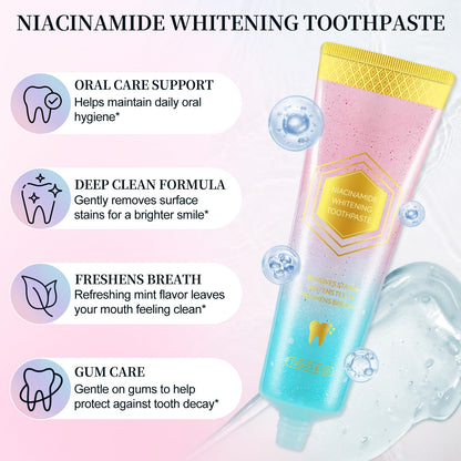Niacinamide Whitening Toothpaste – Mint & Peach, 3.53oz | Whitening & Gum Health