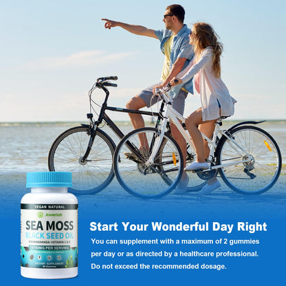 Vegan Ashwagandha Sea Moss Gummies - 60 Count | Immune Support, Digestive Health & 13-in-1 Bundle