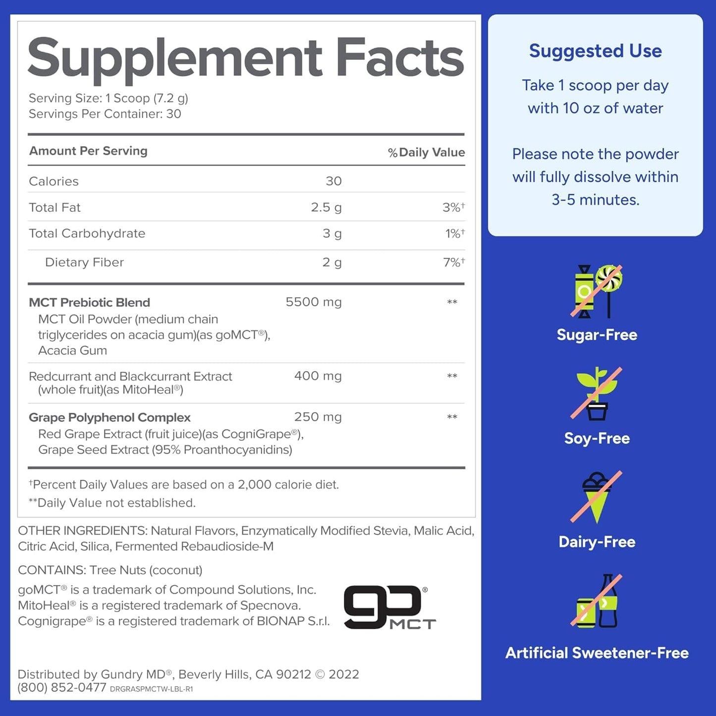 Gundry MD MCT Wellness Powder – Energy, Ketone Support, Brain Health (Raspberry Medley, 90 Day Supply)