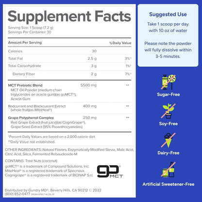 Gundry MD MCT Wellness Powder – Energy, Ketone Support, Brain Health (Raspberry Medley, 90 Day Supply)