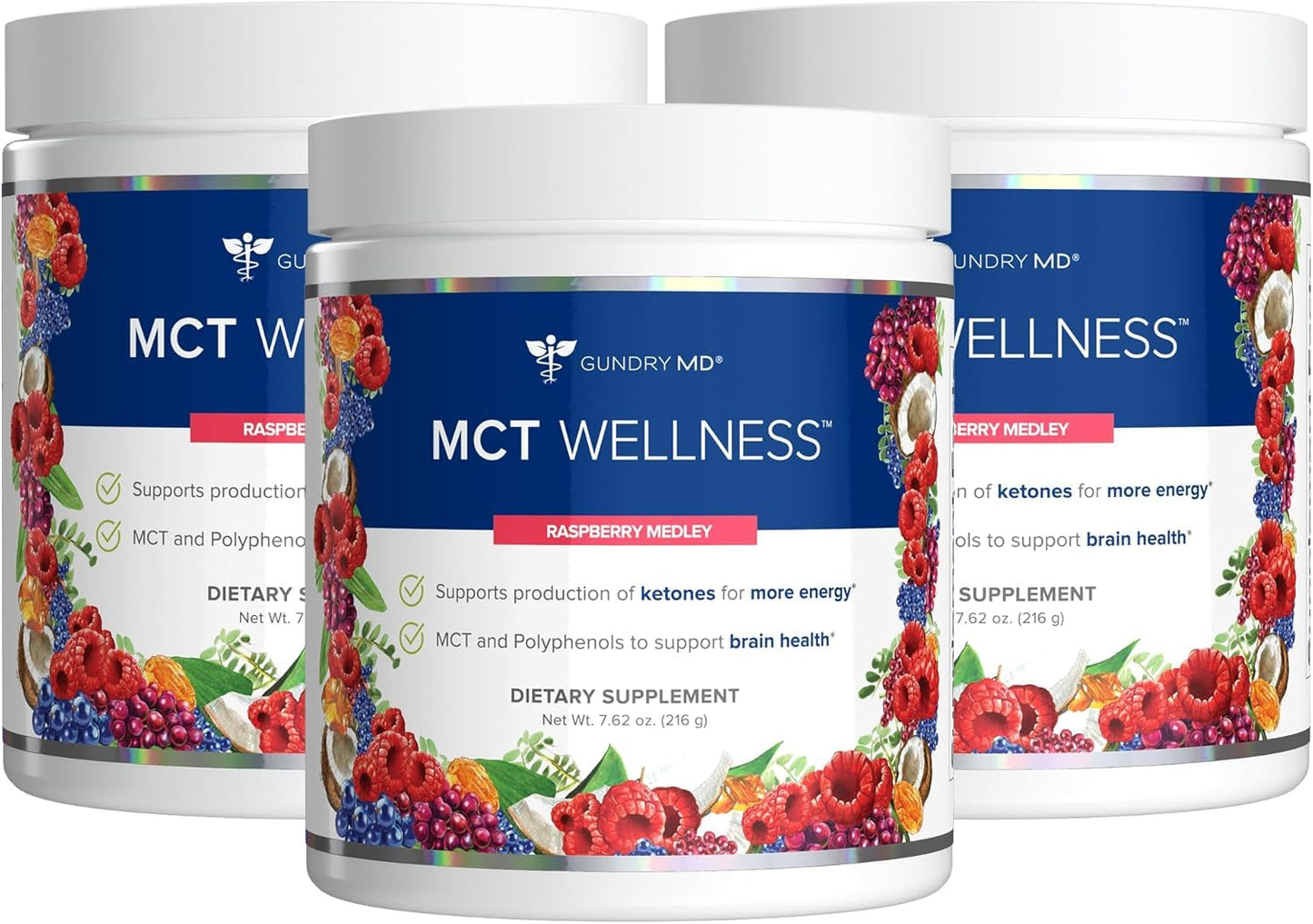 Gundry MD MCT Wellness Powder – Energy, Ketone Support, Brain Health (Raspberry Medley, 90 Day Supply)