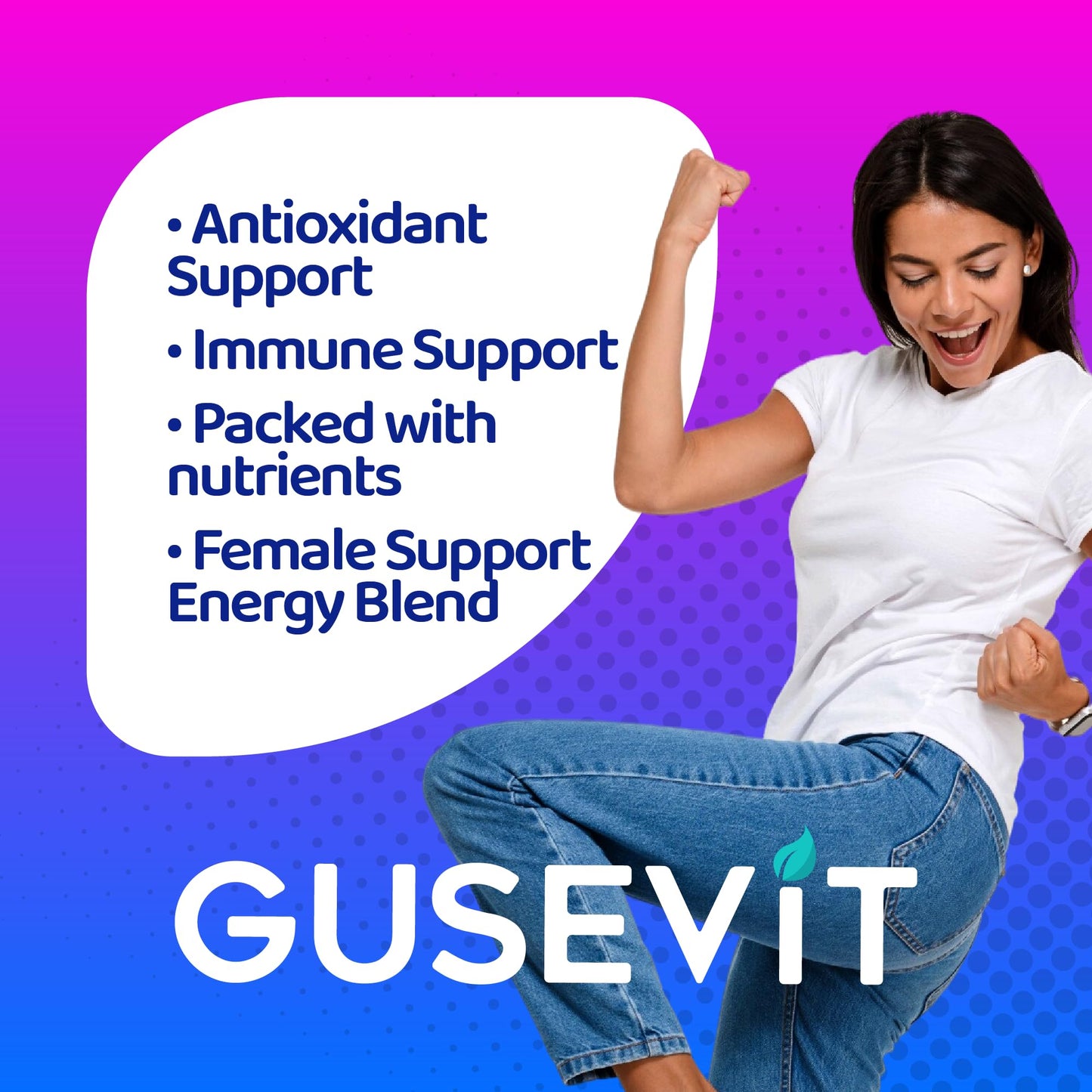 Gusevit 37-in-1 Women’s Multivitamin – Immune Support, Energy & Hair Health (120 Count)