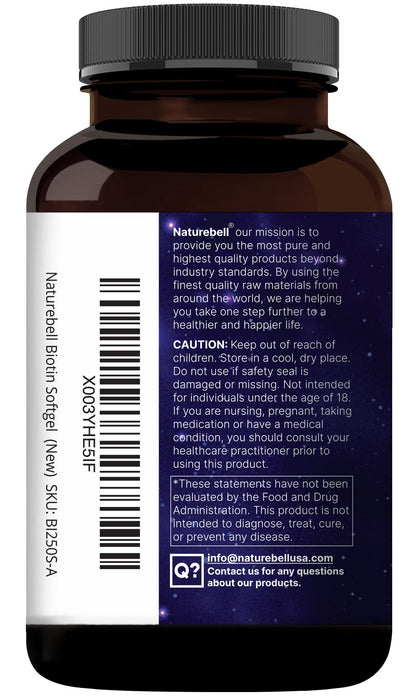 Biotin 10000mcg + Hyaluronic Acid 25mg Softgels | 360 Coconut Oil | Hair Skin Nails