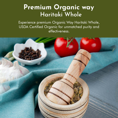 Organic Way Haritaki Whole 8 oz | Haritaki Chebulic Myrobalan | Kosher & USDA Organic | Vegan Non-GMO Gluten Free | 100% Raw from India