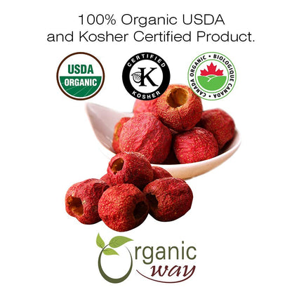 Organic Hawthorn Berries Whole – Albanian Wild-Harvest (4 oz) | Kosher, Vegan, Non-GMO, USDA Certified