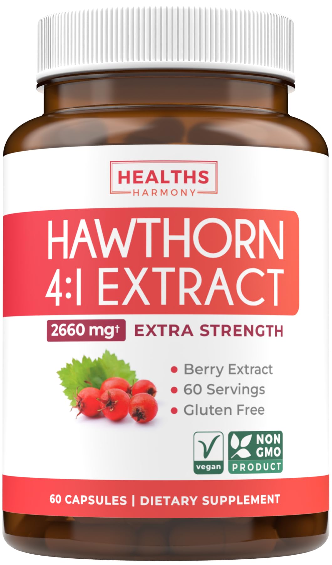 Super Potent Hawthorn Berry Extract Capsules – Heart Health, Digestive Support, Vegan, Non-GMO, Gluten Free (2-Month Supply)