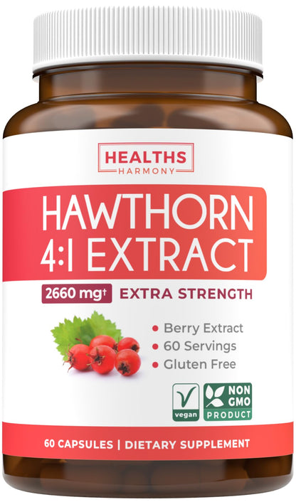 Super Potent Hawthorn Berry Extract Capsules – Heart Health, Digestive Support, Vegan, Non-GMO, Gluten Free (2-Month Supply)
