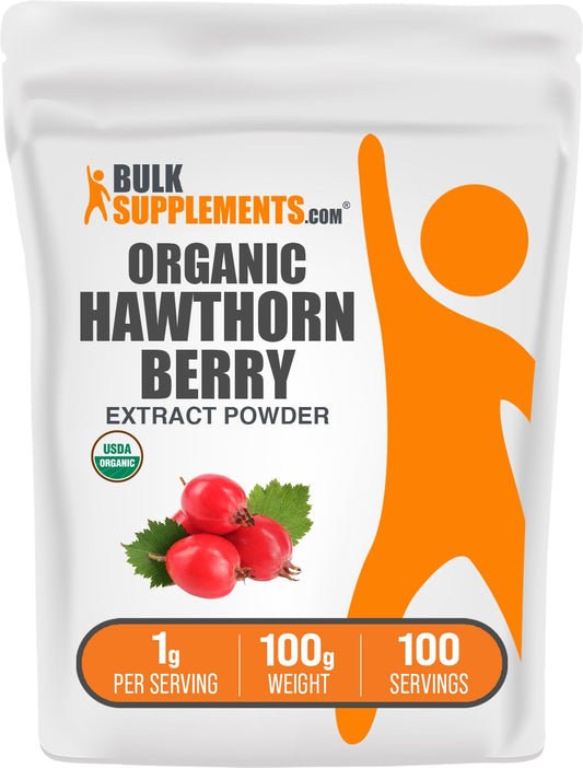 BulkSupplements Hawthorn Berry Extract Powder – Herbal & Gluten Free (100 g, 1 g/serving)