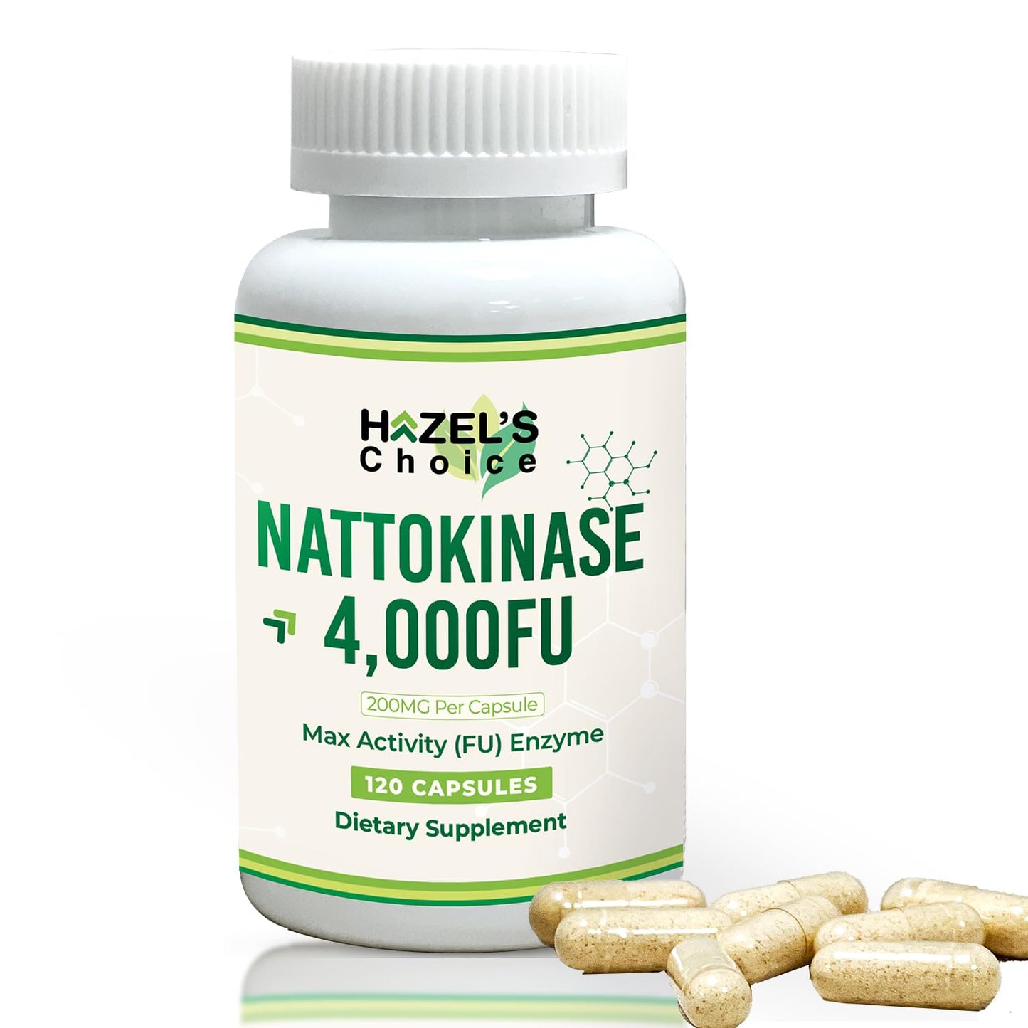 Hazel's Choice Nattokinase 4000 FU – 120 Capsules | 200 mg per Capsule | Non-GMO & Gluten-Free