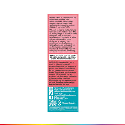Health & Her Multivitamin for Women on Birth Control – Vegan & Gluten Free (60 Tablets)
