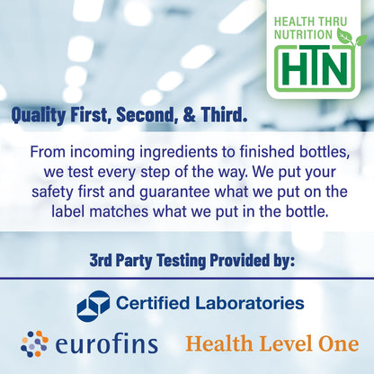 Health Thru Nutrition L-Theanine 200mg 60 Vegecaps PhytoSure Certified | Supports Healthy Relaxation & Focus | 3rd Party Tested | Clean Label, Non-GMO, Gluten & Soy Free, Hypoallergenic