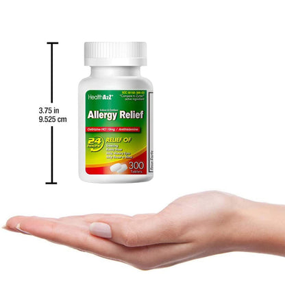 HealthA2Z Allergy Relief 10mg Cetirizine – All Day Indoor & Outdoor Allergy Support (Pack of 2, 300 Count)