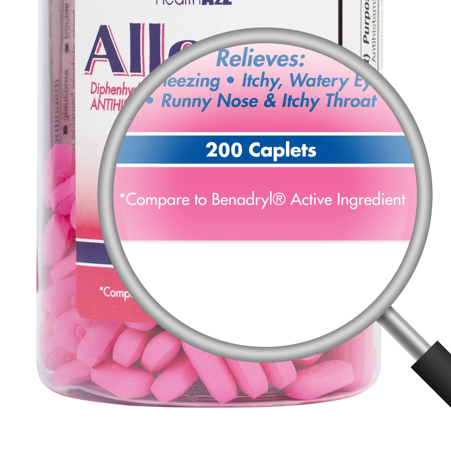 HealthA2Z Allergy Relief | Diphenhydramine HCl 25mg – 200 Caplets