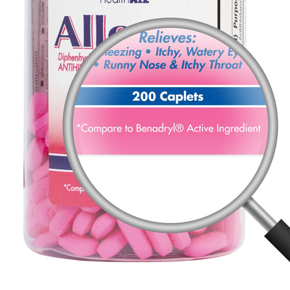 HealthA2Z Allergy Relief | Diphenhydramine HCl 25mg – 200 Caplets