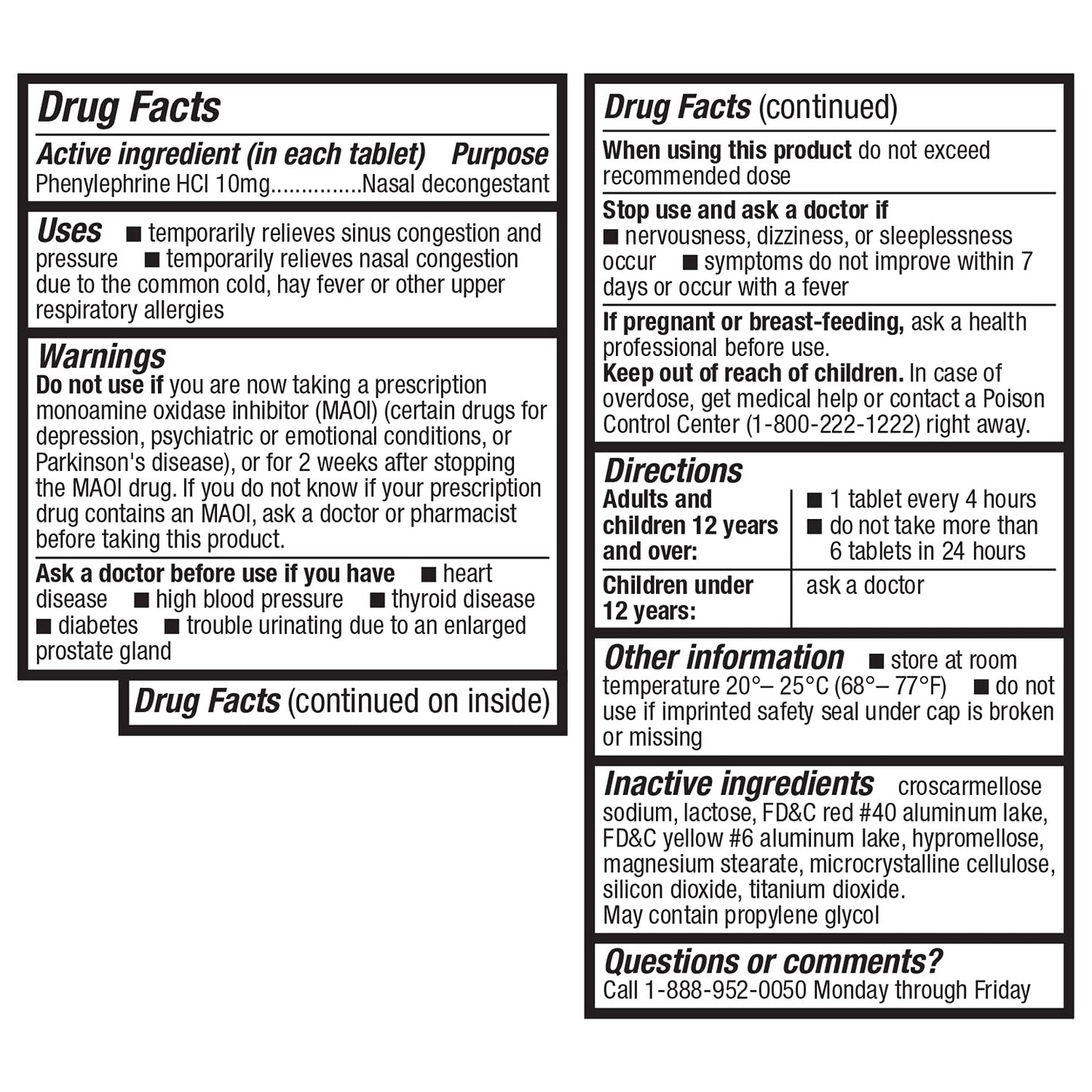 HealthA2Z Decongestant PE – Phenylephrine 10 mg, Maximum Strength (300 Count)