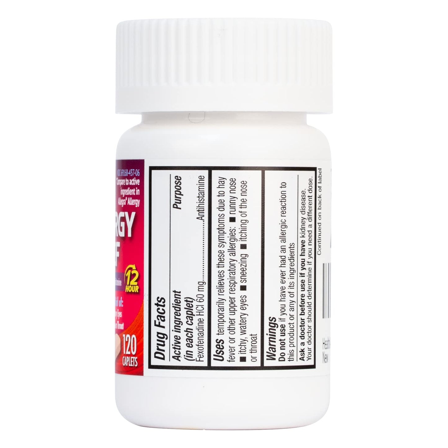 HealthA2Z Fexofenadine HCl 60mg – 12-Hour Allergy Relief (Indoor & Outdoor) – 120 Count
