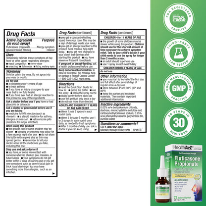 HealthA2Z Fluticasone Propionate Nasal Spray | 50 mcg per Spray, 72 Sprays