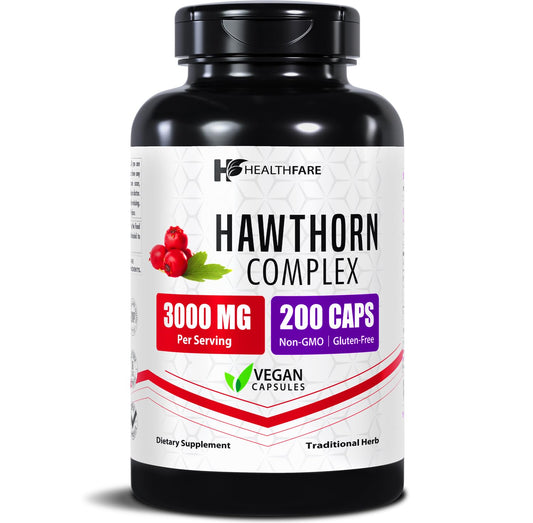 HealthFare Hawthorn Berry 3000mg – Heart & Circulatory Support | Vegan, Made in USA