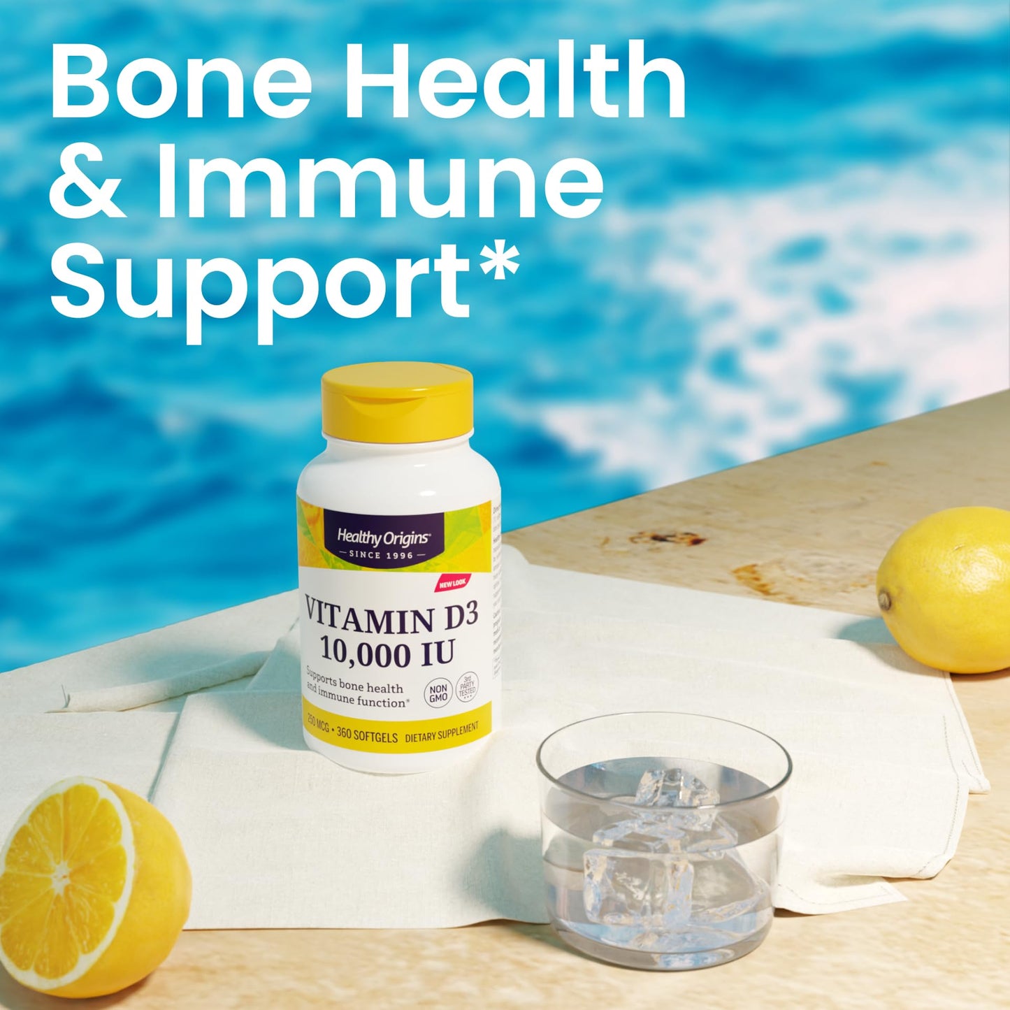 Healthy Origins Vitamin D3 10,000 IU - 120 Softgels (Non-GMO, Gluten Free)