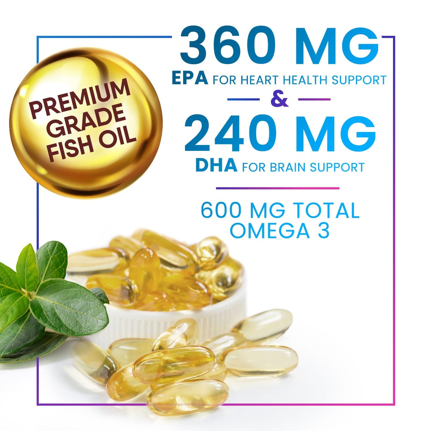 Omega-3 Fish Oil 2400 mg – Triple Strength EPA & DHA Softgels, Sustainably Sourced, 60 Softgels