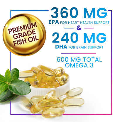 Omega-3 Fish Oil 2400 mg – Triple Strength EPA & DHA Softgels, Sustainably Sourced, 60 Softgels