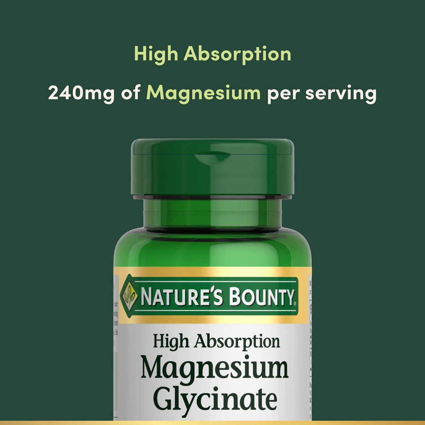 Nature’s Bounty Magnesium Glycinate 240 mg – 120 Capsules for Muscle, Heart, Bone & Nerve Health