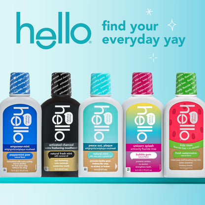 Hello Peace Out Plaque Mouthwash – Fluoride Free, Alcohol Free, Vegan (3x16 oz)