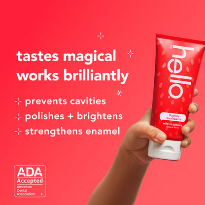 Hello Wild Strawberry Kids Toothpaste with Fluoride – ADA Approved, 3 Pack, 4.2 oz